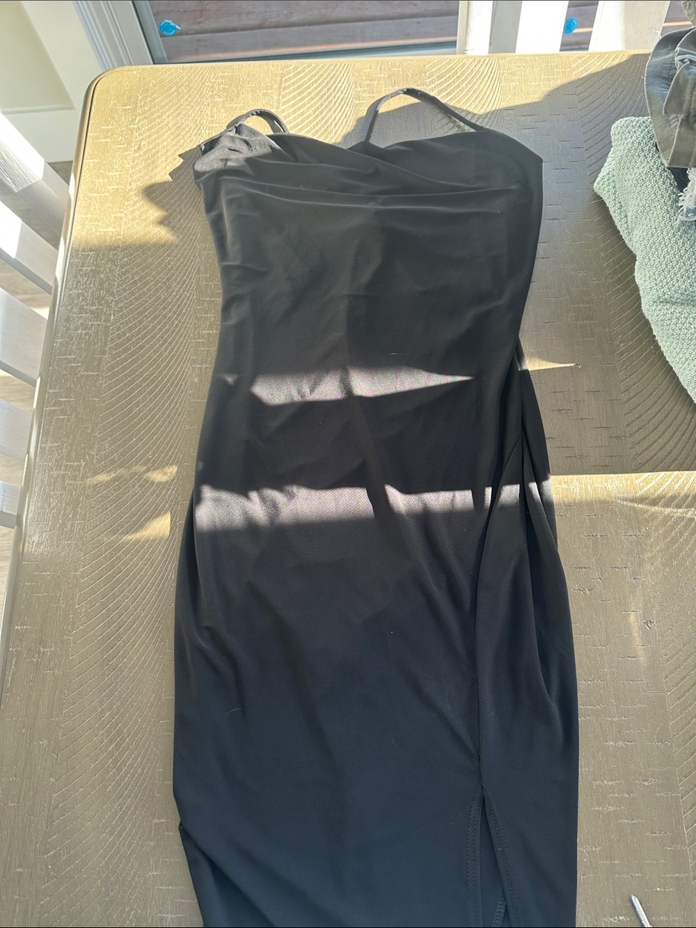 Black Slip Midi Dress with Spaghetti Straps - Women